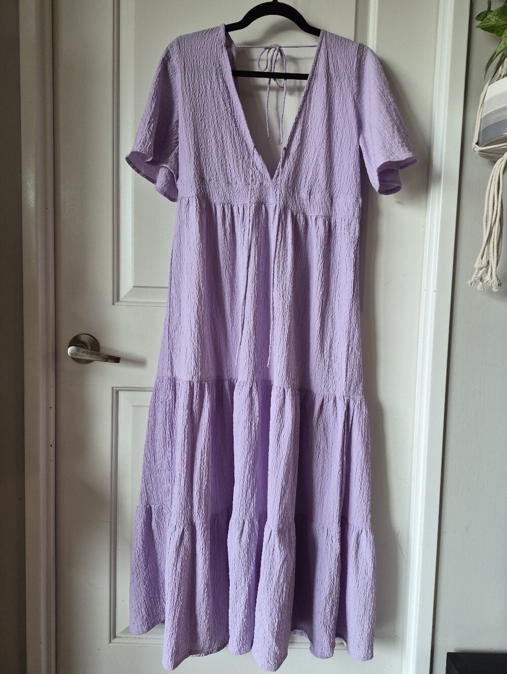 Lavender Tiered Maxi Dress with V-Neck